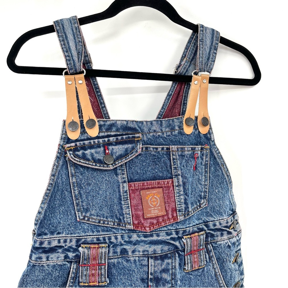 VINTAGE Denim Jumper Overalls Dress M Y2K 00s 90s Pinafore Jeans Pockets Vtg - Picture 5 of 11